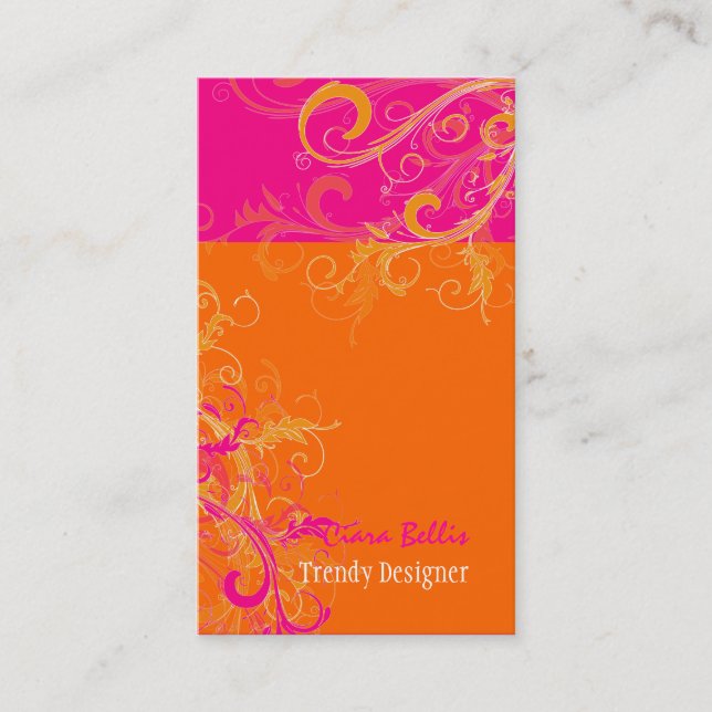 Carte De Visite PixDezines Sorbet Swirls /Pink+Tangerine (Devant)