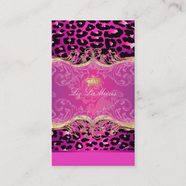 Carte De Visite PixDezines taches de guépard / framboise (Devant)