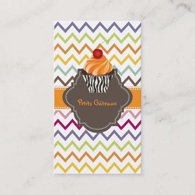 Carte De Visite PixDezines tangelo tourne cupcake+chevron (Devant)