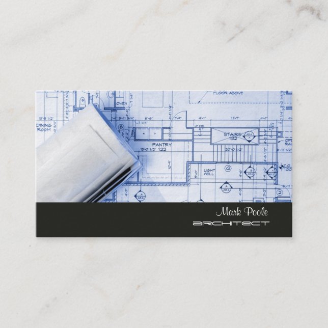 Carte De Visite PixDezines TENDANCE ARACHITECHTE PAPIER BLEU (Devant)