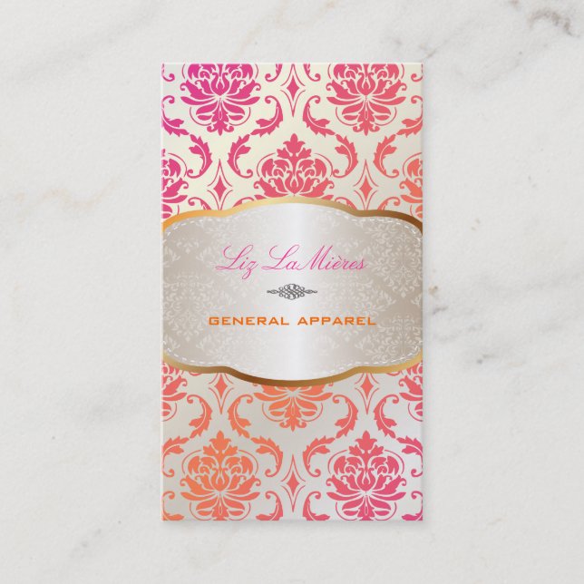 Carte De Visite PixDezines vendome damask/sherbet couleur (Devant)