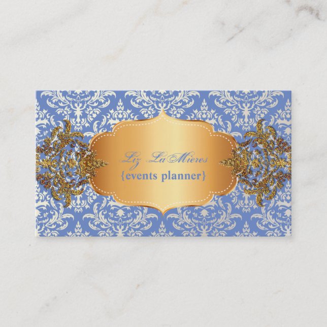 Carte De Visite PixDezines vintage bleu céline damask (Devant)