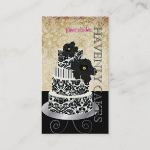Carte De Visite PixDezines Vintage Gâteau noir damassé/pâtisserie