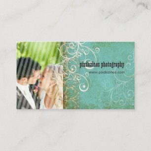 Carte De Visite PixDezines Vintage Grunge Damask / Aqua