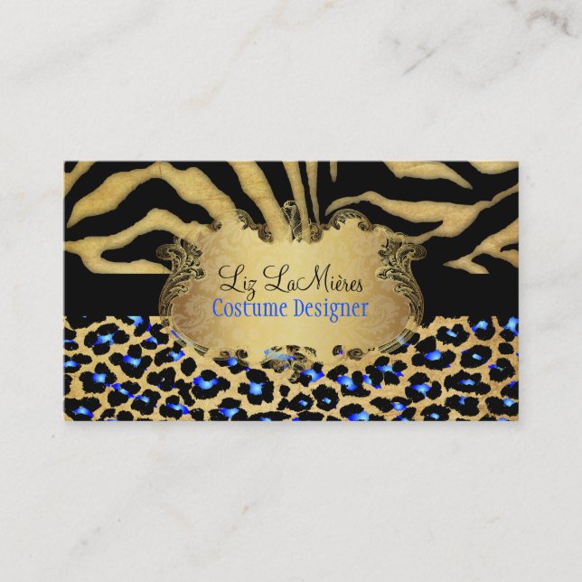 Carte De Visite PixDezines VINTAGE LEOPARD+ZEBRA+FAUX+OR+ÉTIQUETTE (Devant)