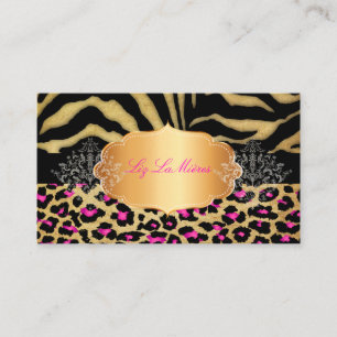 Carte De Visite PixDezines VINTAGE LEOPARD+ZEBRA+FAUX+OR+ÉTIQUETTE