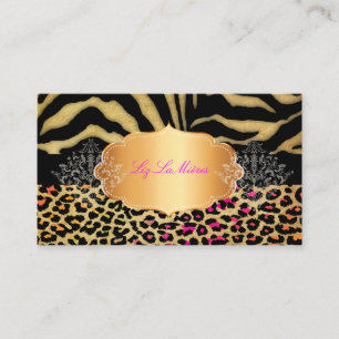 Carte De Visite PixDezines VINTAGE LEOPARD+ZEBRA+FAUX+OR+ÉTIQUETTE