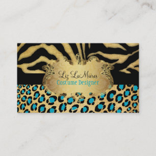 Carte De Visite PixDezines VINTAGE LEOPARD+ZEBRA+FAUX+OR+ÉTIQUETTE