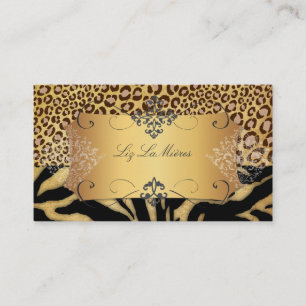 Carte De Visite PixDezines VINTAGE LEOPARD+ZEBRA+FAUX+OR+ÉTIQUETTE