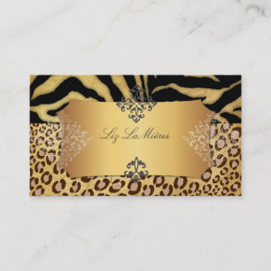 Carte De Visite PixDezines VINTAGE LEOPARD+ZEBRA+FAUX+OR+ÉTIQUETTE