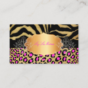 Carte De Visite PixDezines VINTAGE LEOPARD+ZEBRA+FAUX+OR+ÉTIQUETTE