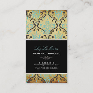 Carte De Visite PixDezines Vintage Rossi Damask/noir+bleu