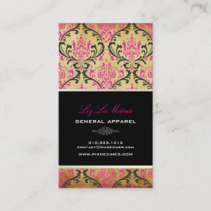 Carte De Visite PixDezines Vintage Rossi Damask/noir+rose