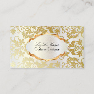Carte De Visite PixDezines vintage tanza damask/faux gold+perle