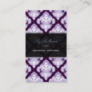 Carte De Visite PixDezines violet + blanc Olivia Damask