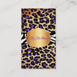 Carte De Visite PixDezines violet vintage+guépard+zèbre