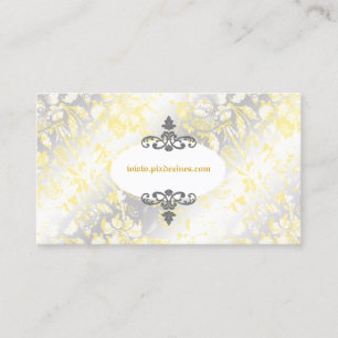 Carte De Visite PixDezinves Rose Vintage Jaune+Gris