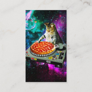 Carte De Visite Pizza de chat du DJ de l'espace