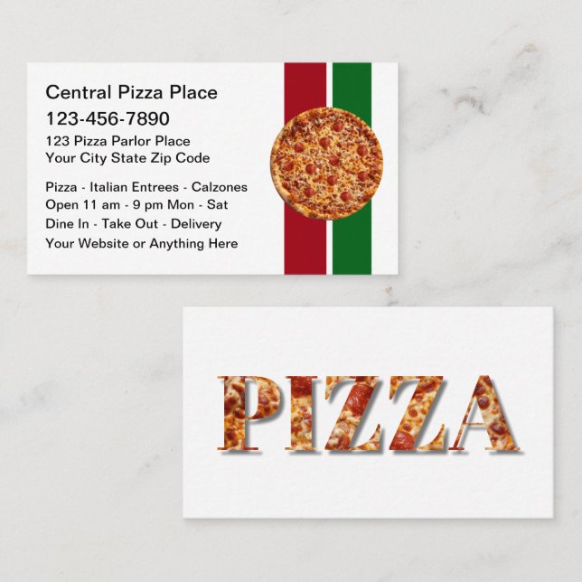Carte De Visite Pizza Italian Restaurant Theme Business Cards (Devant / Derrière)