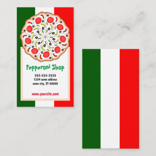Carte De Visite pizza italienne Pepperoni boutique ou restaurant