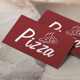 Carte De Visite Pizza Pasta Restaurant Chef Plain Rouge