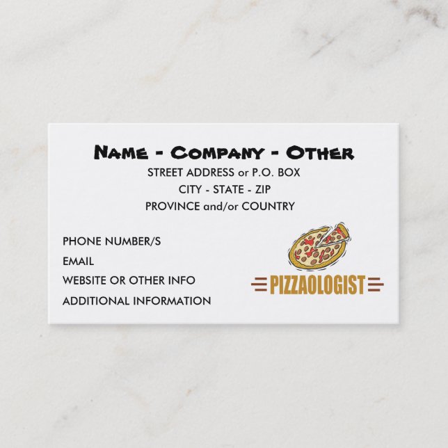 Carte De Visite Pizza personnalisée (Devant)