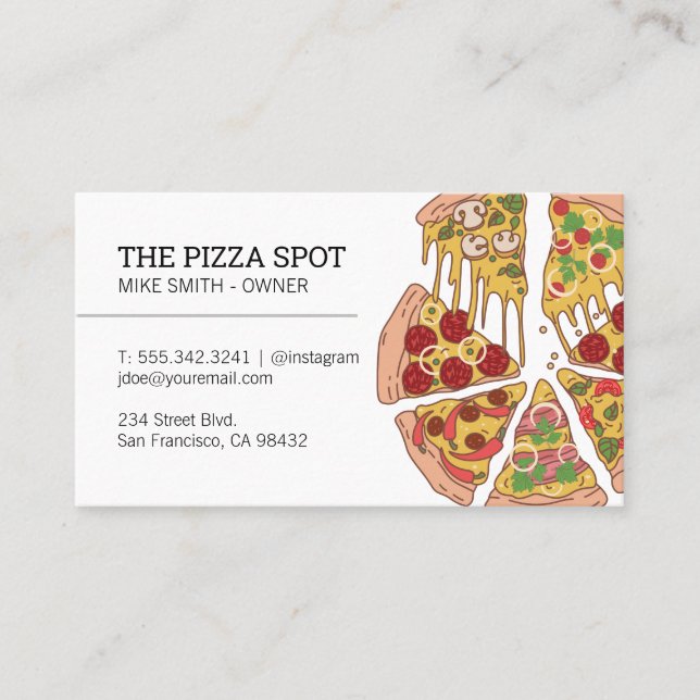 Carte De Visite Pizza Pie Slices (Devant)