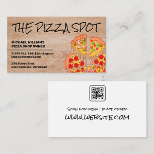 Carte De Visite Pizza Pie Slices Restaurant Code Qr
