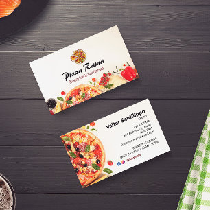 Carte De Visite Pizza Restaurant Business   Blanc minimaliste