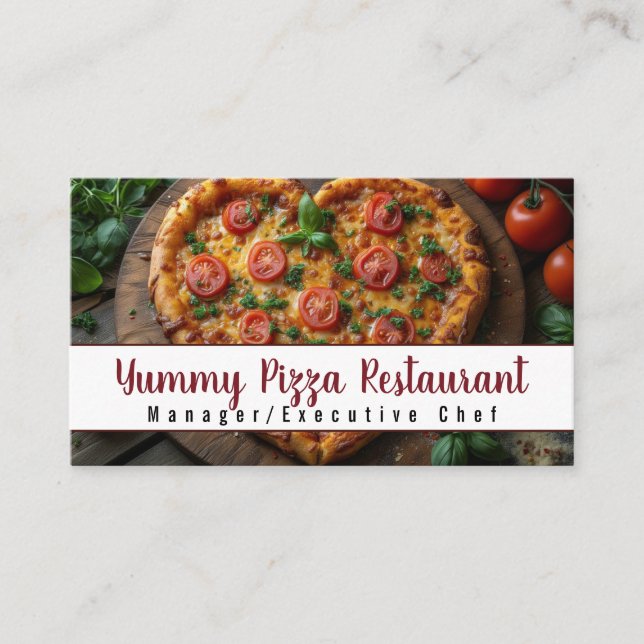 Carte De Visite Pizza Restaurant Caterer Service de restauration É (Devant)