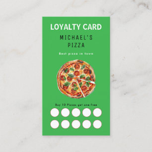 Carte De Visite Pizza restaurant food truck Green Loyalty Card