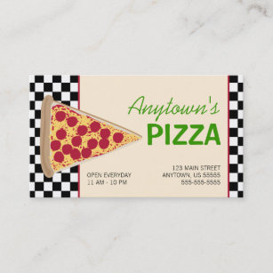 Carte De Visite Pizza Slice & Pizza en carton noir