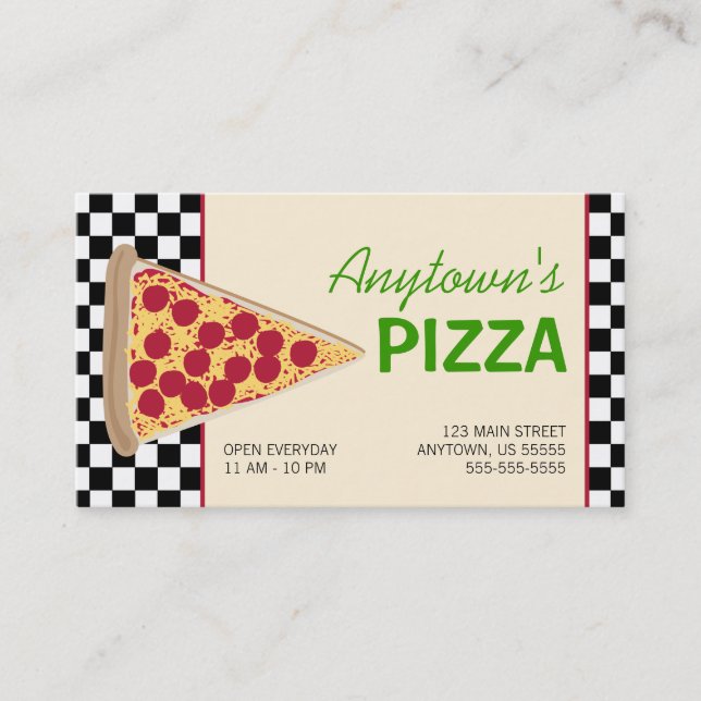 Carte De Visite Pizza Slice & Pizza en carton noir (Devant)