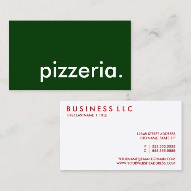 Carte De Visite pizzeria. (Devant / Derrière)