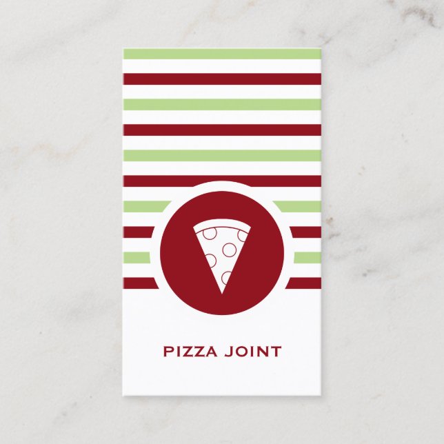 Carte De Visite Pizzeria chic rayée (Devant)