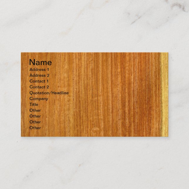 Carte De Visite Placage de Padauk véritable bois birman (Devant)