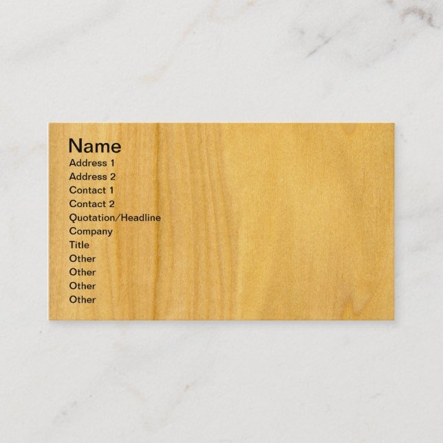 Carte De Visite Placage de véritable aulne (Devant)