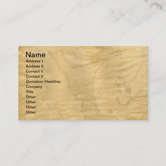 Carte De Visite Placage de véritable érable frisé veinure de bois (Devant)