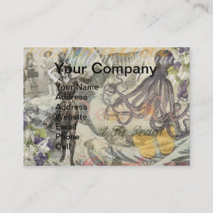 Carte De Visite Plage de la Pieuvre Antique Steampunk Côté Mer