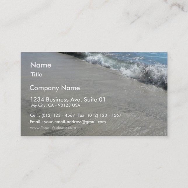 Carte De Visite Plage de sable de rassemblement de ressac (Devant)