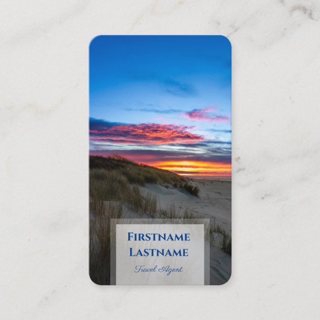 Carte De Visite Plage de sable maritime coucher de soleil de plage (Devant)
