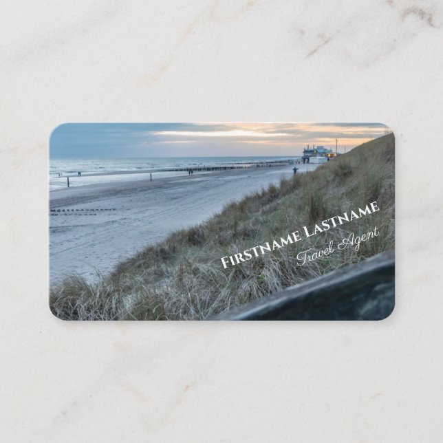 Carte De Visite Plage de sable maritime coucher de soleil de plage (Devant)