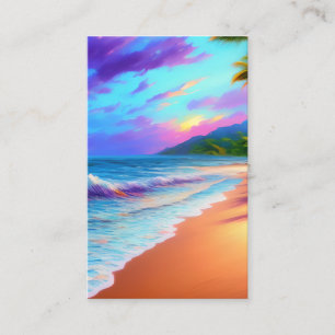 Carte De Visite Plage Déserte Vagues de sable Ensoleillé