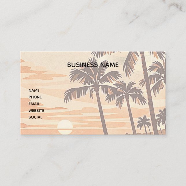 Carte De Visite plage moderne milieu de siècle Hawaii coucher de s (Devant)