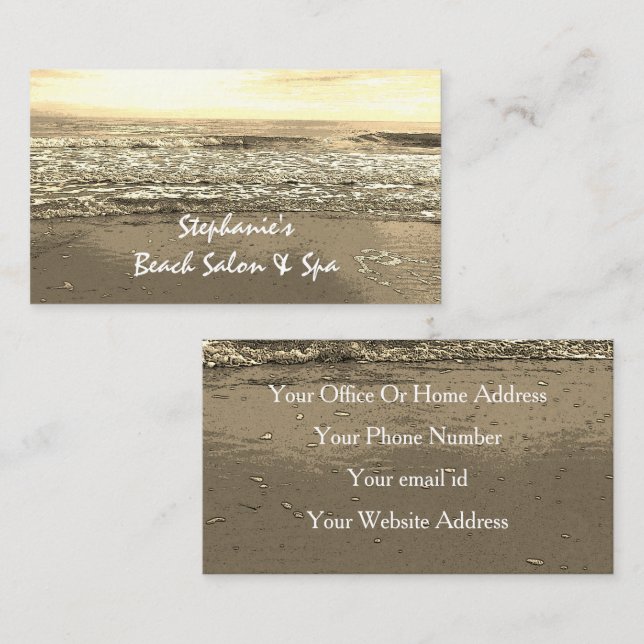 Carte De Visite Plage Océan Artistique Sepia Golde Golden Abstrait (Devant / Derrière)