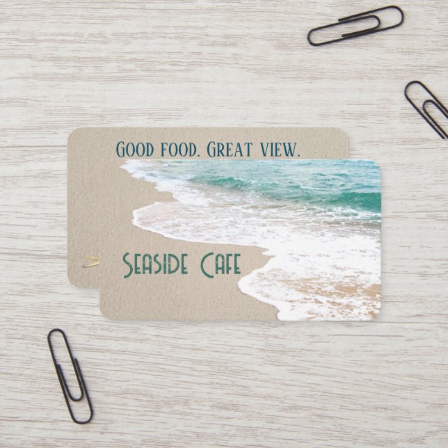 Carte De Visite Plage océanique avec surf (Devant/Arrière en situation)