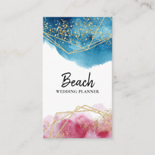 Carte De Visite Plage rose bleue abstraite de polygones de parties