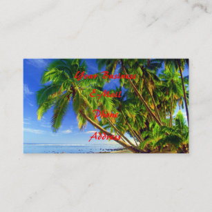 Carte De Visite Plage tropicale d'île de Sandy de palmier de noix