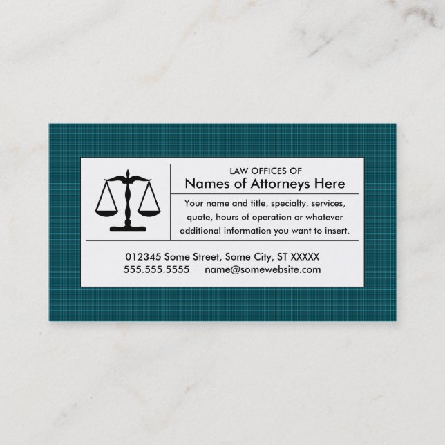Carte De Visite plaid balance de justice (Devant)