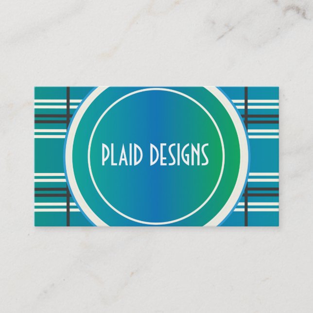 Carte De Visite Plaid bleu et vert (Devant)